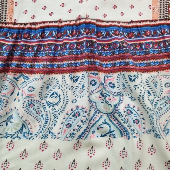 Sundance Poetic Mood Multicolor Boho V-Neck Long Puff Sleeve Top Rayon Crepe - Picture 6 of 10
